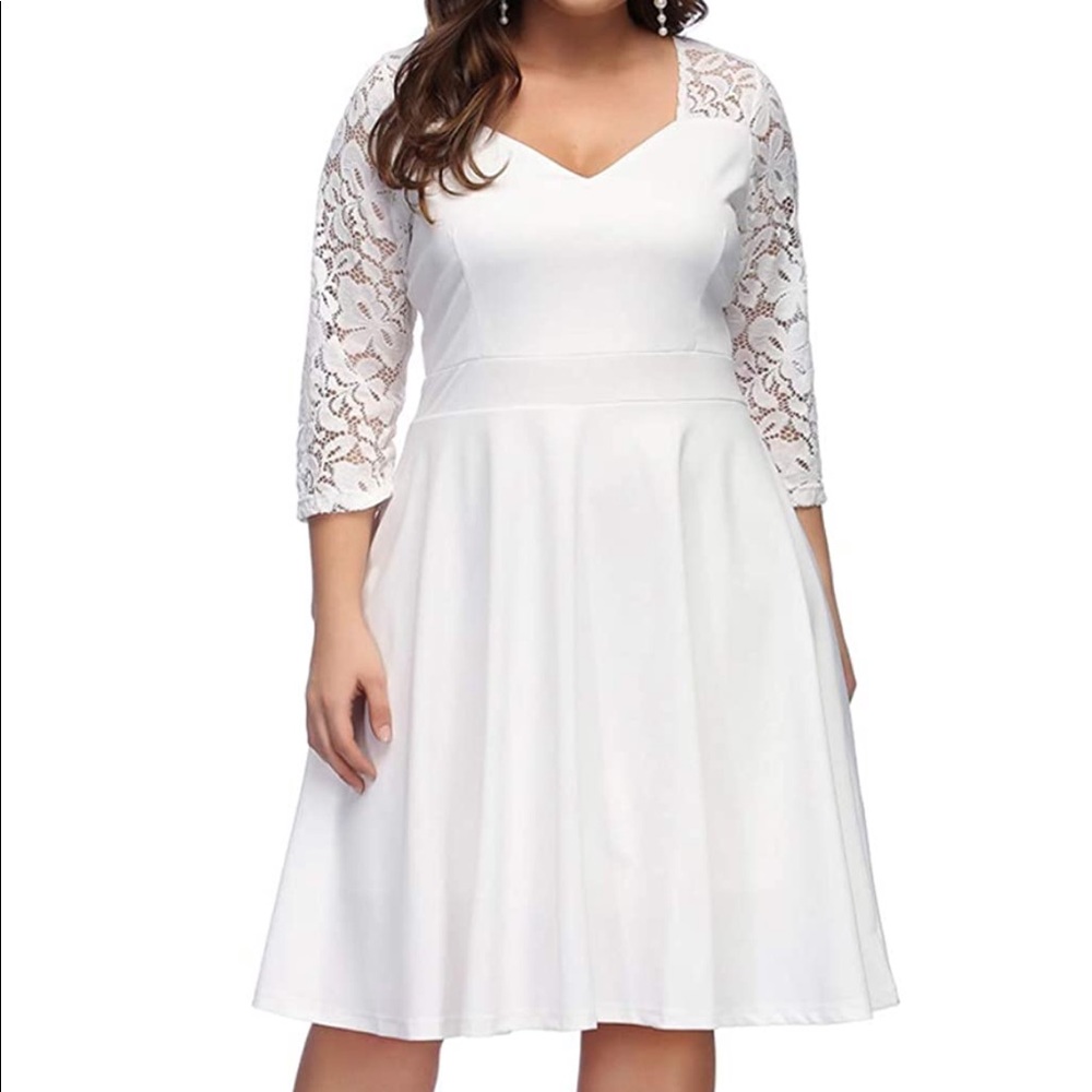 Women's V-Neck Stitching Lace Plus Size Dress XXXL nwot